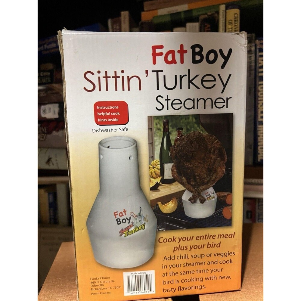 COOKS CHOICE Ceramic Steamer Beer Can Roaster Fat Boy Sittin Turkey